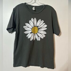 Gray T-Shirt with Daisy Print